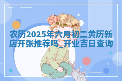 农历2025年六月初二黄历新店开张推荐吗,开业吉日查询 农历2025年六月初二黄历新店开张推荐吗,开业吉日查询